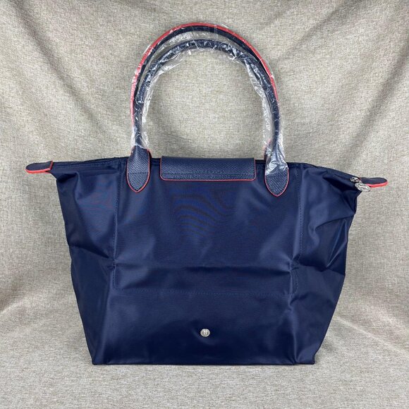NWT Longchamp Le Pliage Original Large Shoulder Nylon Bag Tote Navy - Picture 6 of 10